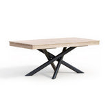 Amelia Outdoor Dining Table in Light Brushed Acacia Wood with Black Metal Legs - Laura James 