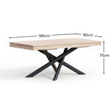 Amelia Outdoor Dining Table in Light Brushed Acacia Wood with Black Metal Legs - Laura James 