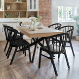 Amelia Whitewash Dining Table Set - 6 Seater - Black Spindle Back Chairs - Black Legs - Laura James