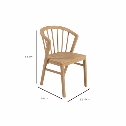 Amelia Whitewash Dining Table Set - 6 Seater - Light Oak Spindle Back Chairs
