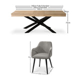 Amelia Whitewash Extendable Dining Table Set - 6 Seater - Freya Fossil Carver Chairs - Black Legs - Laura James 