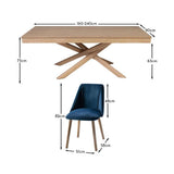 Amelia Whitewash Extendable Dining Table Set - 6 Seater - Freya Blue Dining Chairs With Whitewash Oak Legs - Laura James