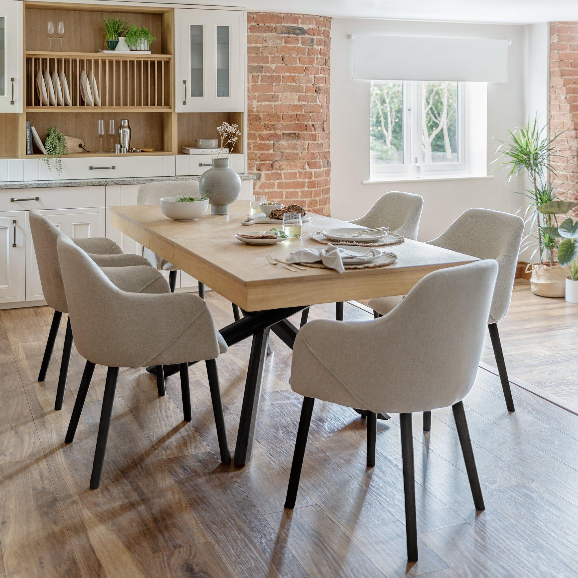 Amelia 6 Seater Dining Table Set & Freya Oatmeal Carver Chairs - Laura ...