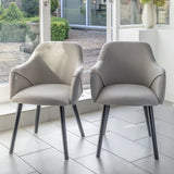 Amelia Whitewash Extendable Dining Table Set - 6 Seater - Freya Oatmeal Carver Chairs With Black Legs - Laura James