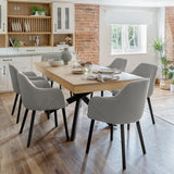 Amelia Whitewash Extendable Dining Table Set - 6 Seater - Fossil Twill Carver Chairs with Black Legs - Laura James