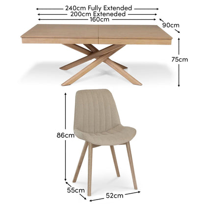 Amelia Whitewash Extending Dining Table Set - 6 Seater - Bella Light Beige Boucle Dining Chairs - Whitewash Legs - Laura James
