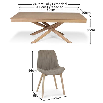 Amelia Whitewash Extending Dining Table Set - 6 Seater - Bella Soft Beige Dining Chairs - Whitewash Legs - Laura James