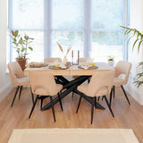 Amelia Whitewash Extending Dining Table Set - 6 Seater - Dolly Dining Chairs - Laura James