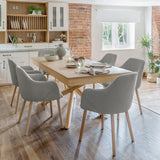 Amelia Whitewash Dining Table Set - 6 Seater - Freya Fossil Carver Chairs with Whitewash Legs - Laura James 