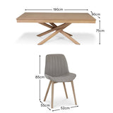 Amelia Whitewash Dining Table Set - 6 Seater - Bella Cloud Grey Dining Chairs - Whitewash Legs - Laura James
