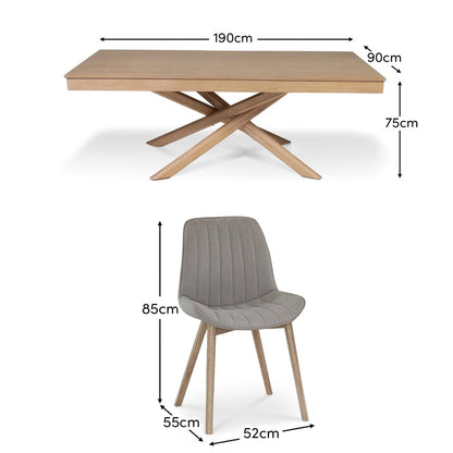 Amelia Whitewash Dining Table Set - 6 Seater - Bella Cloud Grey Dining Chairs - Whitewash Legs - Laura James