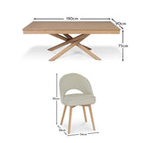 Amelia Whitewash Dining Table Set - 6 Seater - Marilyn Boucle Dining Chairs - Whitewash Legs - Laura James