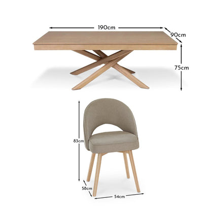Amelia Whitewash Dining Table Set - 6 Seater - Marilyn Soft Beige Dining Chairs - Whitewash Legs - Laura James