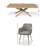 Amelia Whitewash Dining Table Set - 6 Seater - Freya Fossil Carver Chairs with Whitewash Legs - Laura James 