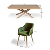 Amelia Whitewash Dining Table Set - 6 Seater - Freya Fern Green Carver Chairs with Whitewash Legs - Laura James 