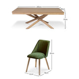 Amelia Whitewash Dining Table Set - 6 Seater - Freya Fern Green Dining Chairs with Whitewash Legs - Laura James 