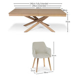 Amelia Whitewash Extendable Dining Table Set - 6 Seater - Freya Boucle Carver Chairs with Whitewash Legs - Laura jAMES 