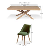 Amelia Whitewash Extendable Dining Table Set - 6 Seater - Freya Fern Green Dining Chairs - Whitewash Legs - Laura James 