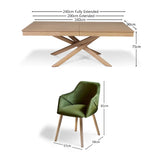 Amelia Whitewash Extendable Dining Table Set - 6 Seater - Freya Fern Green Carver Chairs with Whitewash Legs - Laura James 