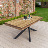 Amelia 8 Seater Wooden Garden Dining Set with 8 Hali Green Chairs - White Acacia with Black Legs