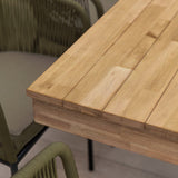 Amelia 8 Seater Wooden Garden Dining Set with 8 Hali Green Chairs - White Acacia with Black Legs