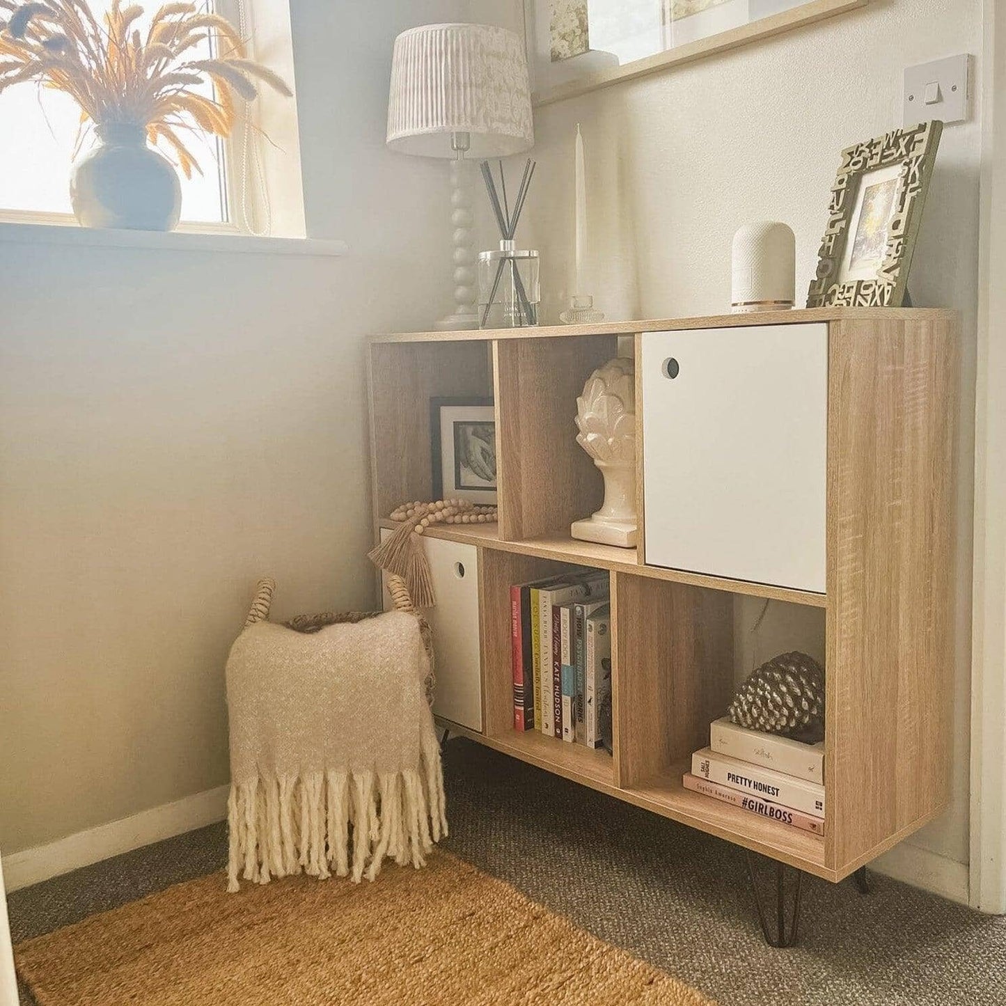 Anderson cube storage unit - Oak effect with white cupboards - Laura James