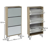 Anderson Shoe Cabinet - 3 Door - Oak Effect & Grey