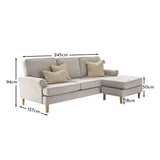 OUTLET - Annabelle Chaise Corner Sofa - Cloud Grey with Pale Oak Legs