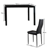 Anya Glass Dining Table Set - 4 Seater - Black Faux Leather Dining Chairs