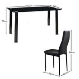 Anya Glass Dining Table Set - 6 Seater - Anya Black Faux Leather Dining Chairs