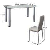 Anya Glass Dining Table Set - 6 Seater - White Faux Leather Dining Chairs