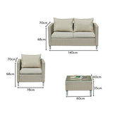 Aria 4 Seater Rattan Garden Sofa & Armchair Set - Light Grey - Laura James