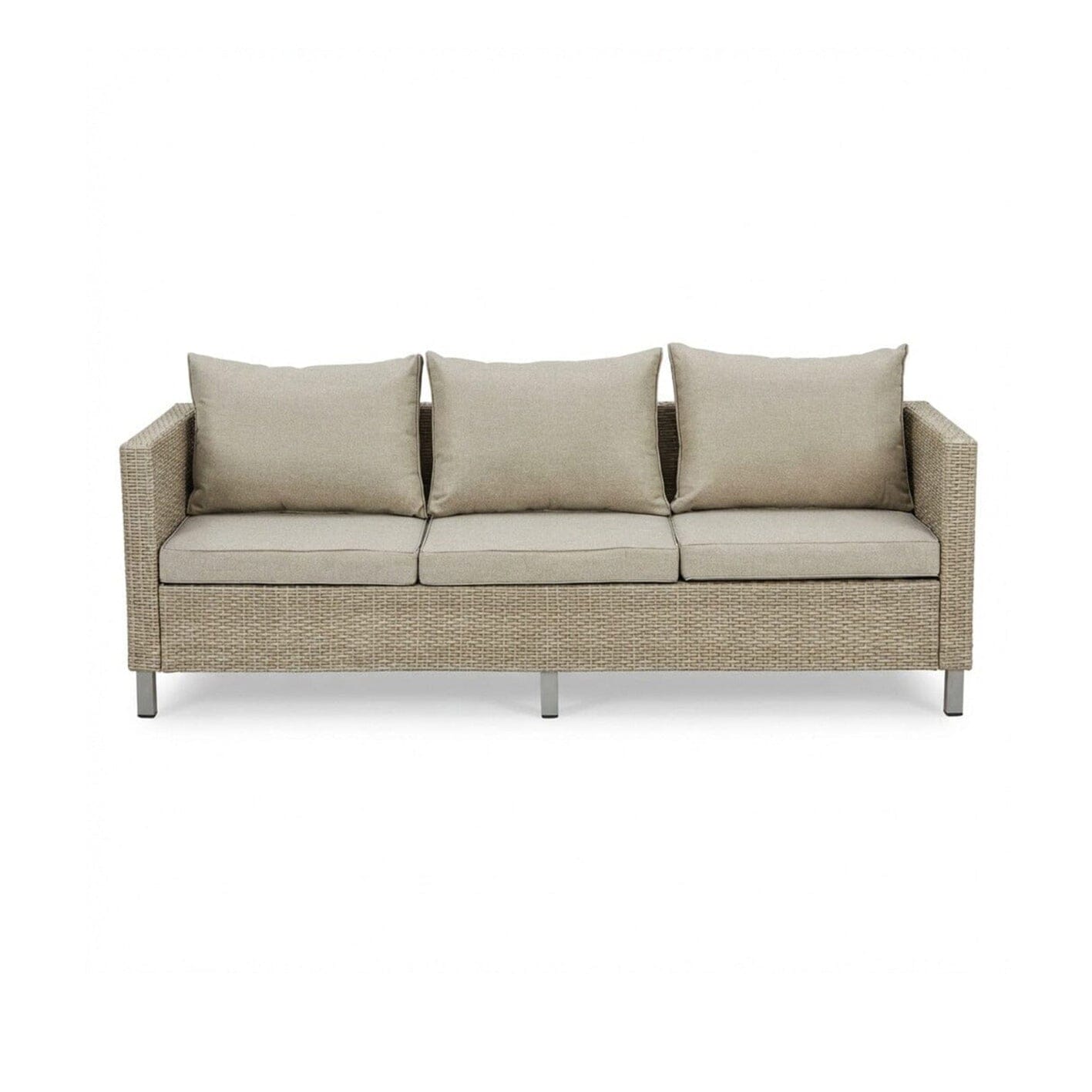 Aria 7 Seater Rattan Garden Sofa Set with Footstool & Coffee Table - Light Grey - Laura James 