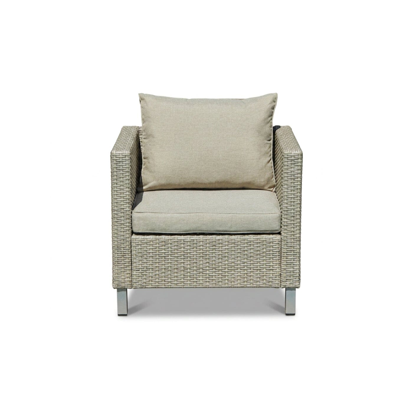 Aria 7 Seater Rattan Garden Sofa Set with Footstool & Coffee Table - Light Grey - Laura James 