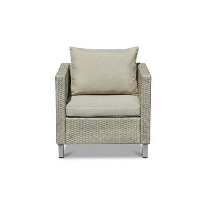 Aria 7 Seater Rattan Garden Sofa Set with Footstool & Coffee Table - Light Grey - Laura James 