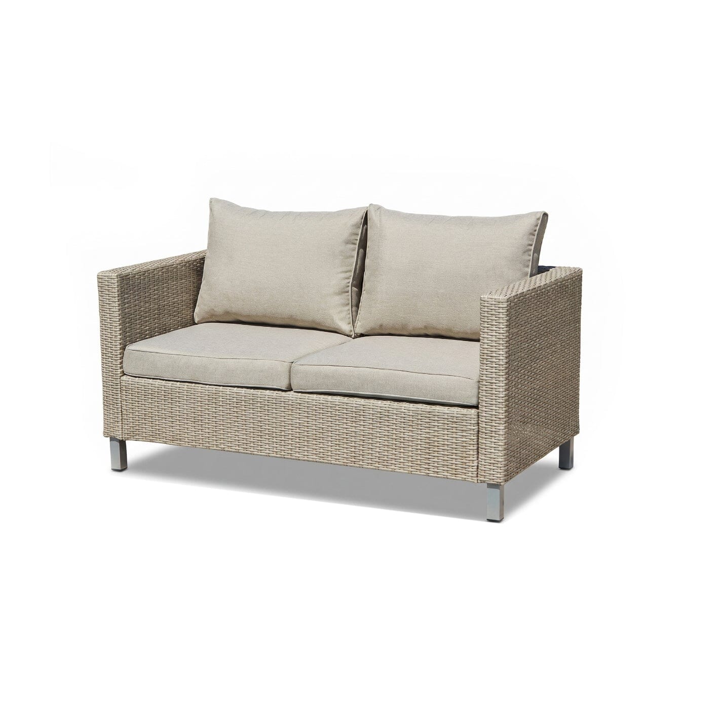Aria 7 Seater Rattan Garden Sofa Set with Footstool & Coffee Table - Light Grey - Laura James 