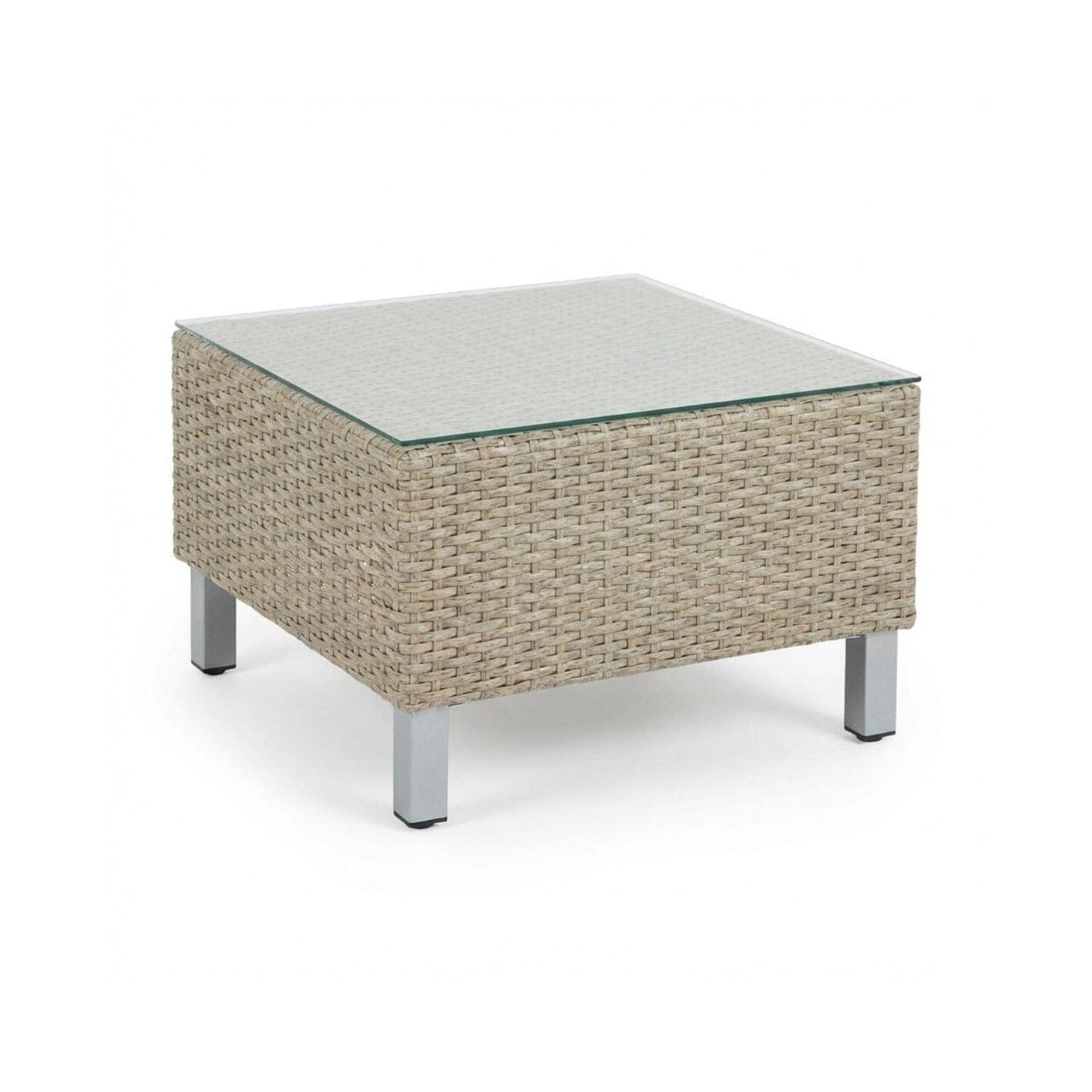 Aria 7 Seater Rattan Garden Sofa Set with Footstool & Coffee Table - Light Grey - Laura James 