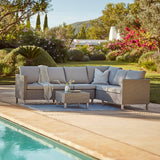 Aria extended garden corner sofa with coffee table - light grey - Laura James