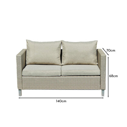 Aria 2 Seater Rattan Garden Sofa - Light Grey