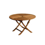 Ashby 4 Seater Round Wooden Garden Dining Set with Cream LED Premium Parasol  - 100cm