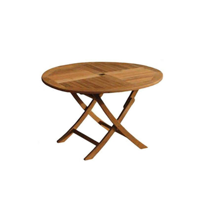 Ashby 4 Seater Round Wooden Garden Dining Set with Cream LED Premium Parasol  - 100cm