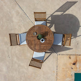 Ashby 4 Seater Round Wooden Garden Dining Set With Cream Parasol - Laura James