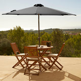 Ashby 4 Seater Round Wooden Garden Dining Set With PremiumGrey Parasol - 100cm - Laura James