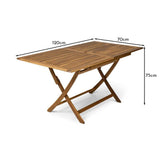 Ashby 4 Seater Wooden Rectangle Folding Dining Table - 120cm