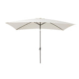 Ashby Outdoor 4 Seater Wooden Rectangular Armchair Dining Set with Cream LED Premium Parasol - 120cm - Laura James
