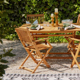 Ashby 4 Seater Wooden Rectangular Garden Armchair Dining Set with Cream Parasol - 120cm