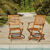 Ashby Outdoor 4 Seater Wooden Rectanglar Armchair Dining Set with Cream Parasol - 120cm - Laura James