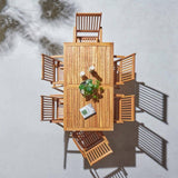 Ashby 6 Seater Wooden Garden Dining Set & Grey LED Premium Parasol  - 150cm