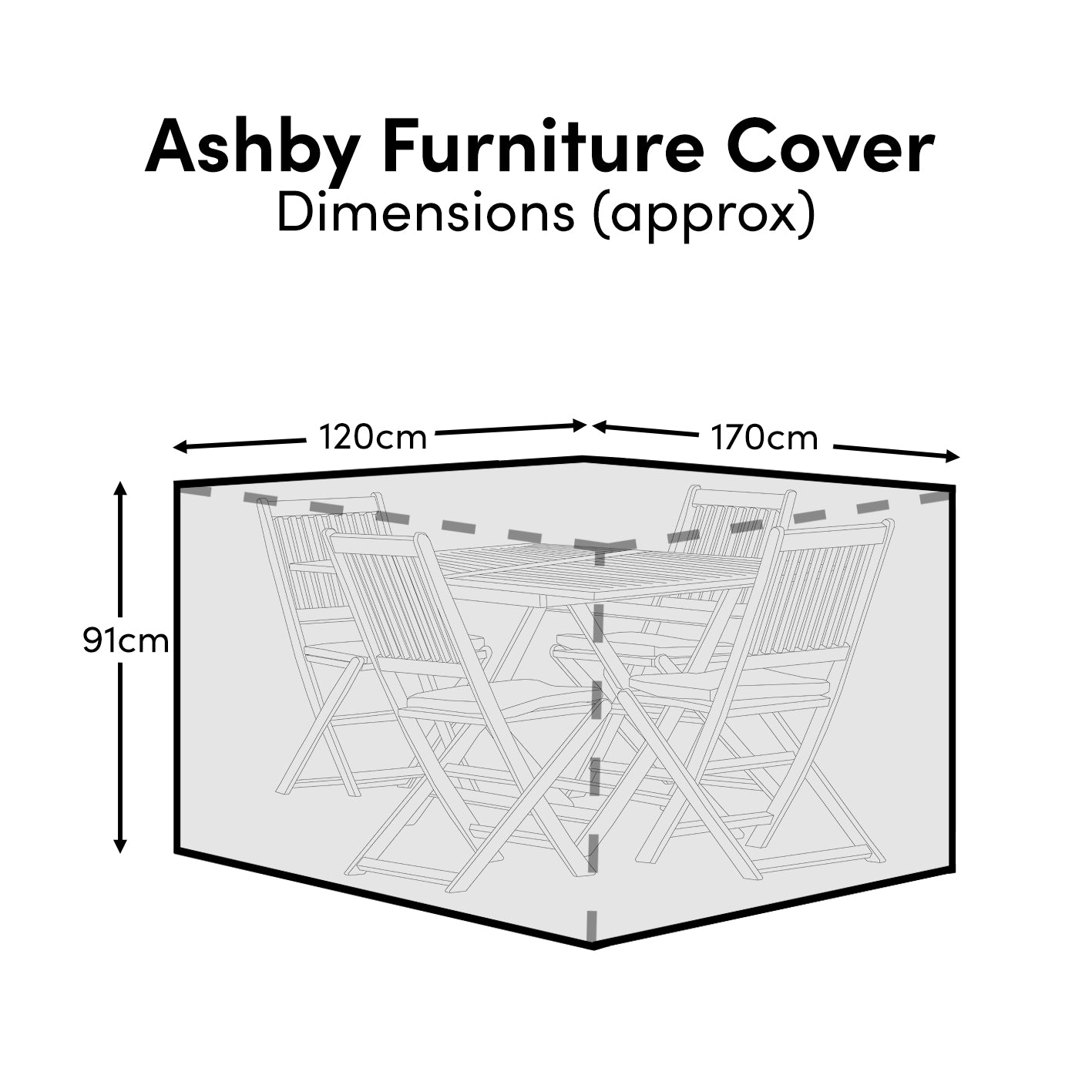 Ashby Rectangular Table 4-Seater Raincover - 170x120x91cm