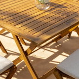 Ashby 4 Seater Wooden Rectangular Garden Dining Set with Cream LED Premium Parasol - 120cm - Laura James